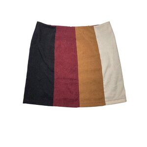 Altard State M Mini Skirt  Colorblock Corduroy With Rear Zipper Closure Medium